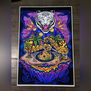 13x19 They Came From Space Psychedelic Handcrafted Surreal Tiger Art Print